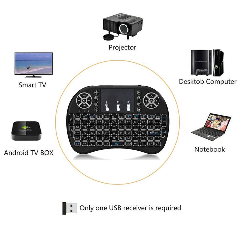 3 cores retroiluminado i8 mini teclado sem fio 3 cores air mouse com touchpad controle remoto caixa de tv android