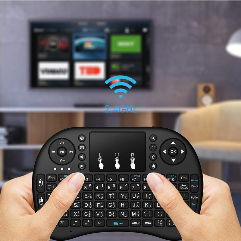 3 cores retroiluminado i8 mini teclado sem fio 3 cores air mouse com touchpad controle remoto caixa de tv android