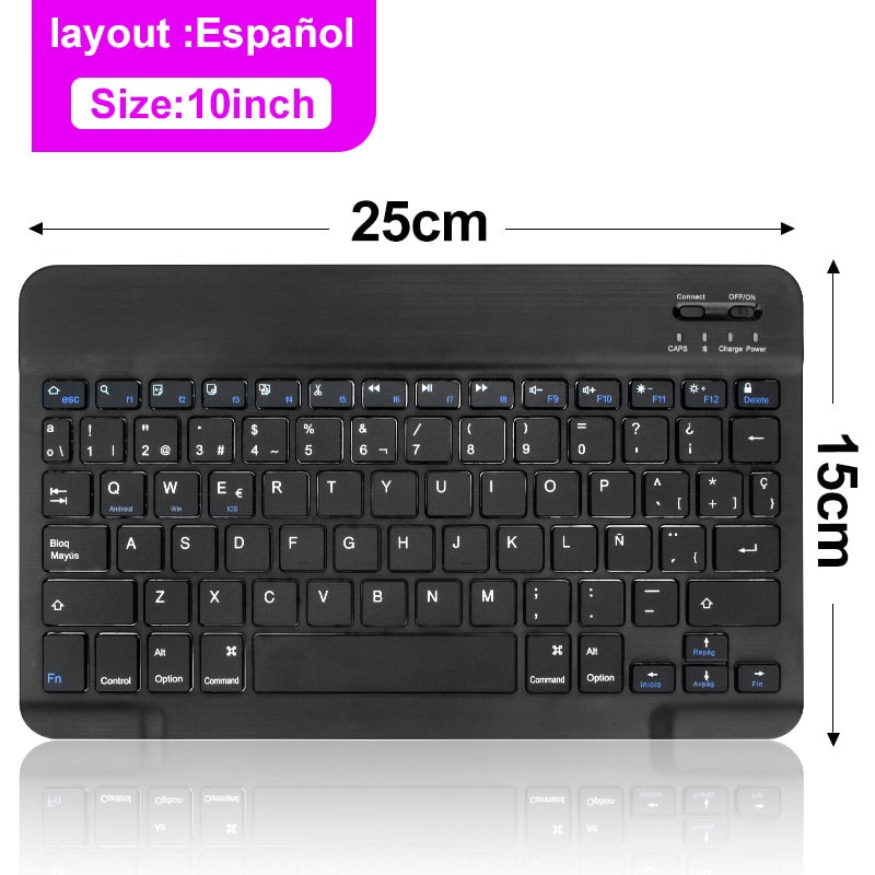 Mini teclado sem fio bluetooth para ipad telefone tablet, recarregável para android ios windows