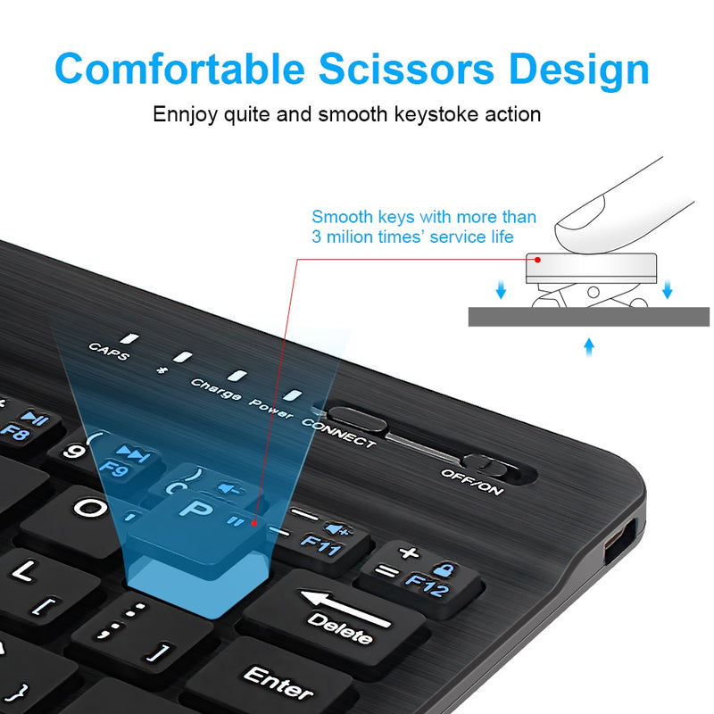 Mini teclado sem fio bluetooth para ipad telefone tablet, recarregável para android ios windows